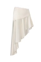 Nana Jacqueline Petra midi skirt in champagne with asymmetric design, front view showcasing elegant fabric and stylish silhouette.