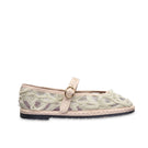 Flabelus Pierre Lace green flats with intricate lace design and rounded toe, stylish and comfortable for casual wear.