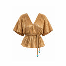 Maylé Vásquez PIMIENTA TOP in gold, stylish women’s top with a modern design, featuring elegant fabric and a flattering fit.