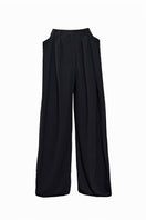 Black pinched pants by Yassmin Saleh featuring a stylish, tailored design and sleek silhouette.