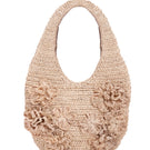 Emm Kuo Pinet shoulder bag in natural raffia with woven texture and leather strap, stylish and lightweight for casual wear.