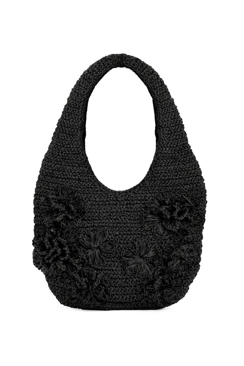Emm Kuo Pinet shoulder bag in black, featuring a sleek design and spacious interior, perfect for daily use.