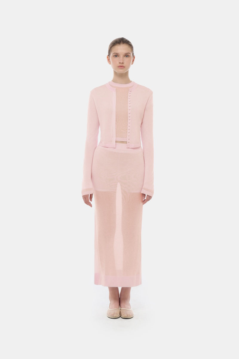CARDIGAN COURT ROSE À BOUTONS