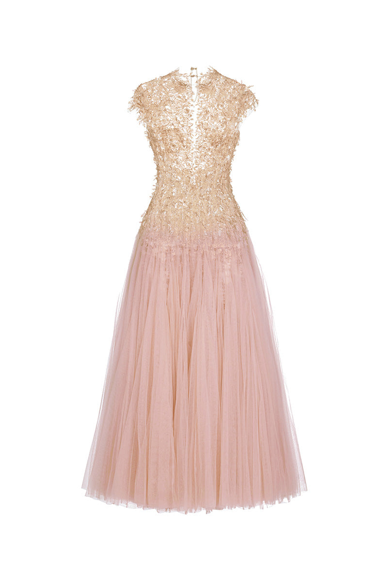 PINK OMBRE CUT-OUT LACE DRESS