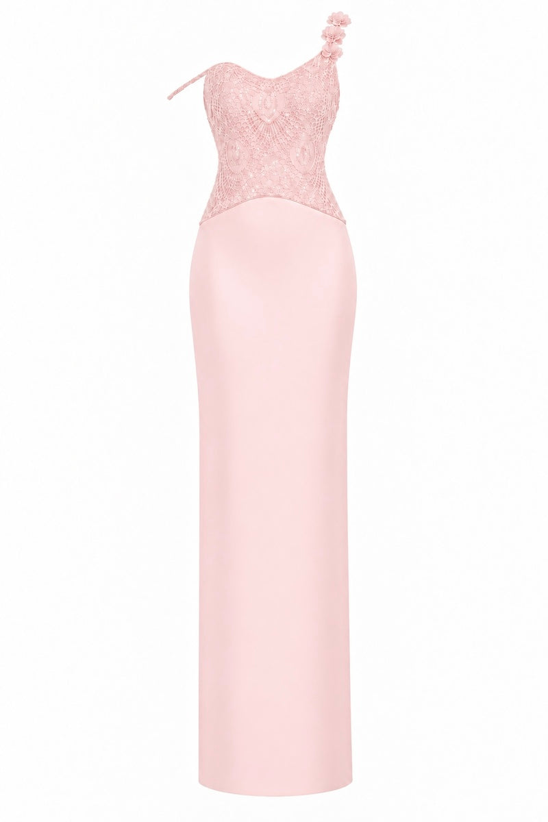 EMBELLISHED FRENCH LACE CREPE GOWN