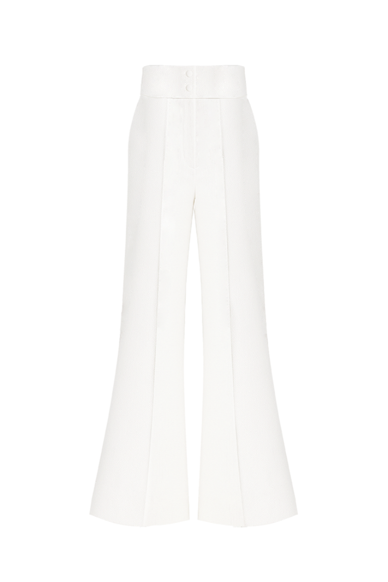 Ivory Pino Pants by Ana + Maria, showcasing relaxed-fit casual pants with a soft fabric texture and stylish design.