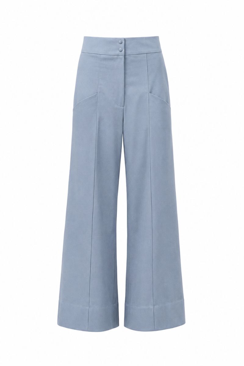 ANA + MARIA Pino Pants in Tempest color displayed on a ghost mannequin, showcasing the stylish, tailored design of the pants.