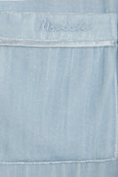 Blue pleat velvet lounge pajamas set by MANITO, featuring soft fabric and relaxed fit for comfortable home wear.