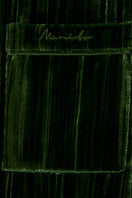 Green velvet lounge set with pleated design, comfortable pajamas from MANITO, featuring a relaxed fit and soft fabric.