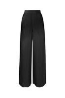 SemSem plissé satin wide-leg pants with a flat front, flowing and elegant, showcased on a model.