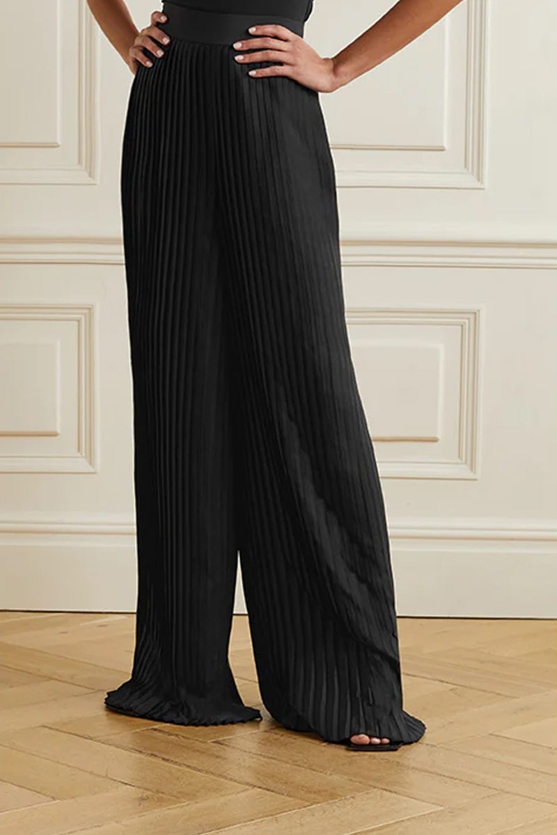 Luxe Plissé Wide-Leg Pantsuit Set