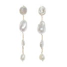 LAVANI JEWELS Pluie Pearl Earrings featuring white pearls and elegant silver hooks, perfect for sophisticated style.