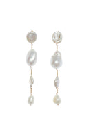 LAVANI JEWELS Pluie Pearl Earrings featuring white pearls and elegant silver hooks, perfect for sophisticated style.