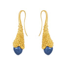Gold and blue Jude Benhalim plunge earrings featuring sleek, modern design with vibrant blue accents.