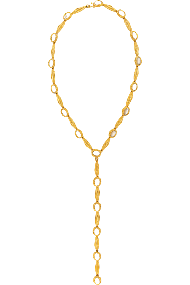 Gold and white Poise Necklace by Jude Benhalim featuring elegant layered chain design.