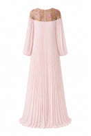 Light pink Pollen Dress by Nihan Peker, elegant gown with flowing fabric and intricate detailing, perfect for formal occasions.