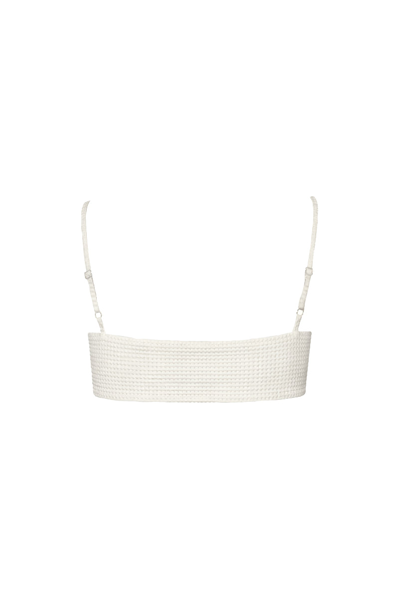 Verdelimon Pomona bikini top in ivory cookie with back view, featuring adjustable straps and stylish design for swimwear.