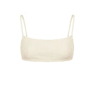 Verdelimon Pomona bikini top in ivory cookie color, featuring a stylish front view with adjustable straps.