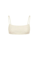 Verdelimon Pomona bikini top in ivory cookie color, featuring a stylish front view with adjustable straps.
