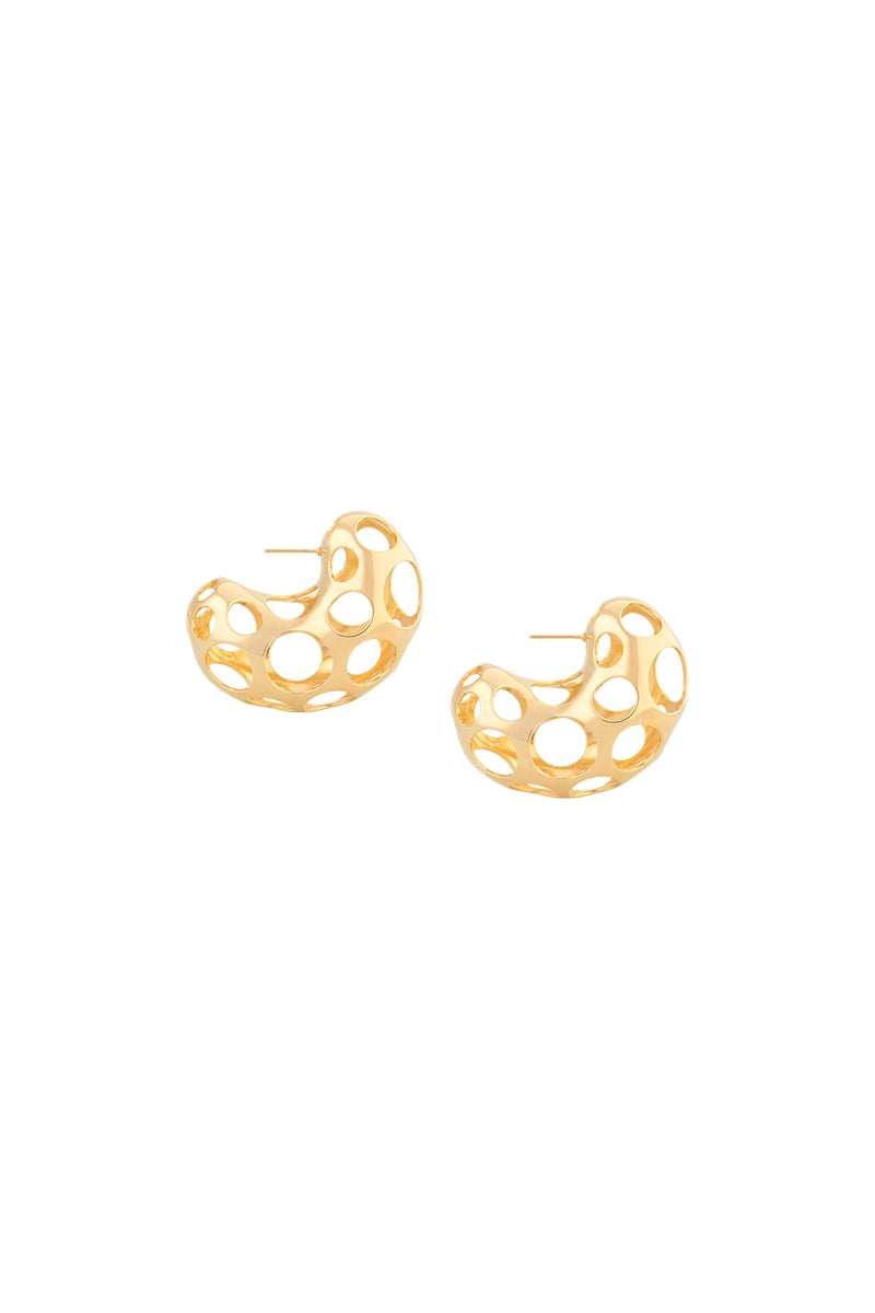 Maria Frering Pontos Golden Hoop Earrings featuring sleek, polished gold hoops with a modern design.
