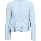 Blue Pouf Jacket by Yassmin Saleh, stylish and cozy outerwear with a modern design featuring a plush, textured fabric.