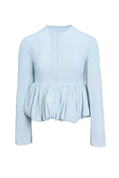 Blue Pouf Jacket by Yassmin Saleh, stylish and cozy outerwear with a modern design featuring a plush, textured fabric.