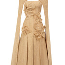 Beige Preston Cape Tweed Petal Midi Dress by Happy Clothing, featuring a stylish midi length and elegant petal design.