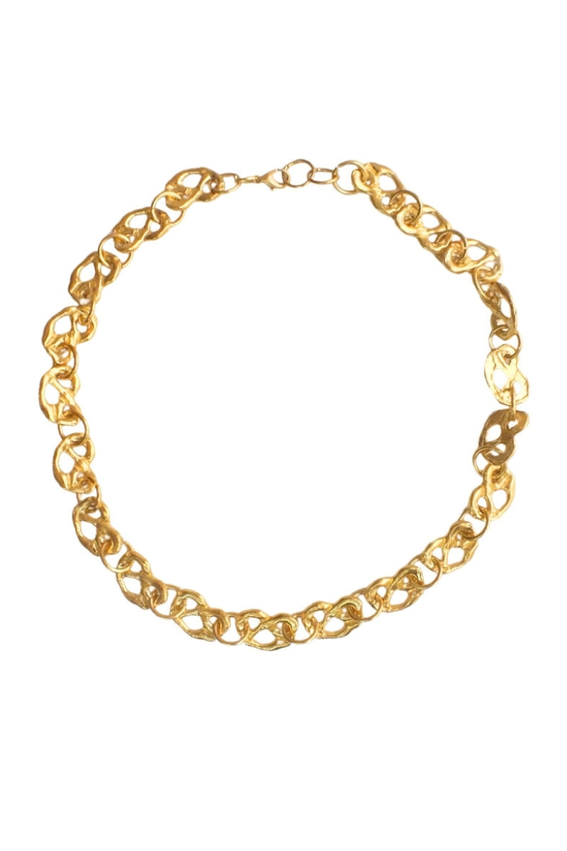 Gold Pretzel Mini Chain Necklace by Oz Objects, featuring a small, detailed pretzel pendant on a delicate chain.