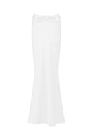 Off-white Princess maxi skirt by Stolen Stores, front view showcasing flowy fabric and elegant design.