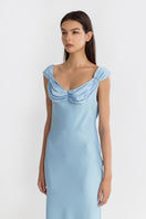 Stolen Stores princess blue maxi dress with flowing fabric and elegant design, perfect for formal or casual summer occasions.