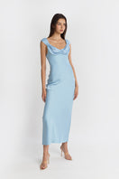 Stolen Stores princess blue maxi dress with flowing fabric and elegant design, perfect for formal occasions or summer outings.
