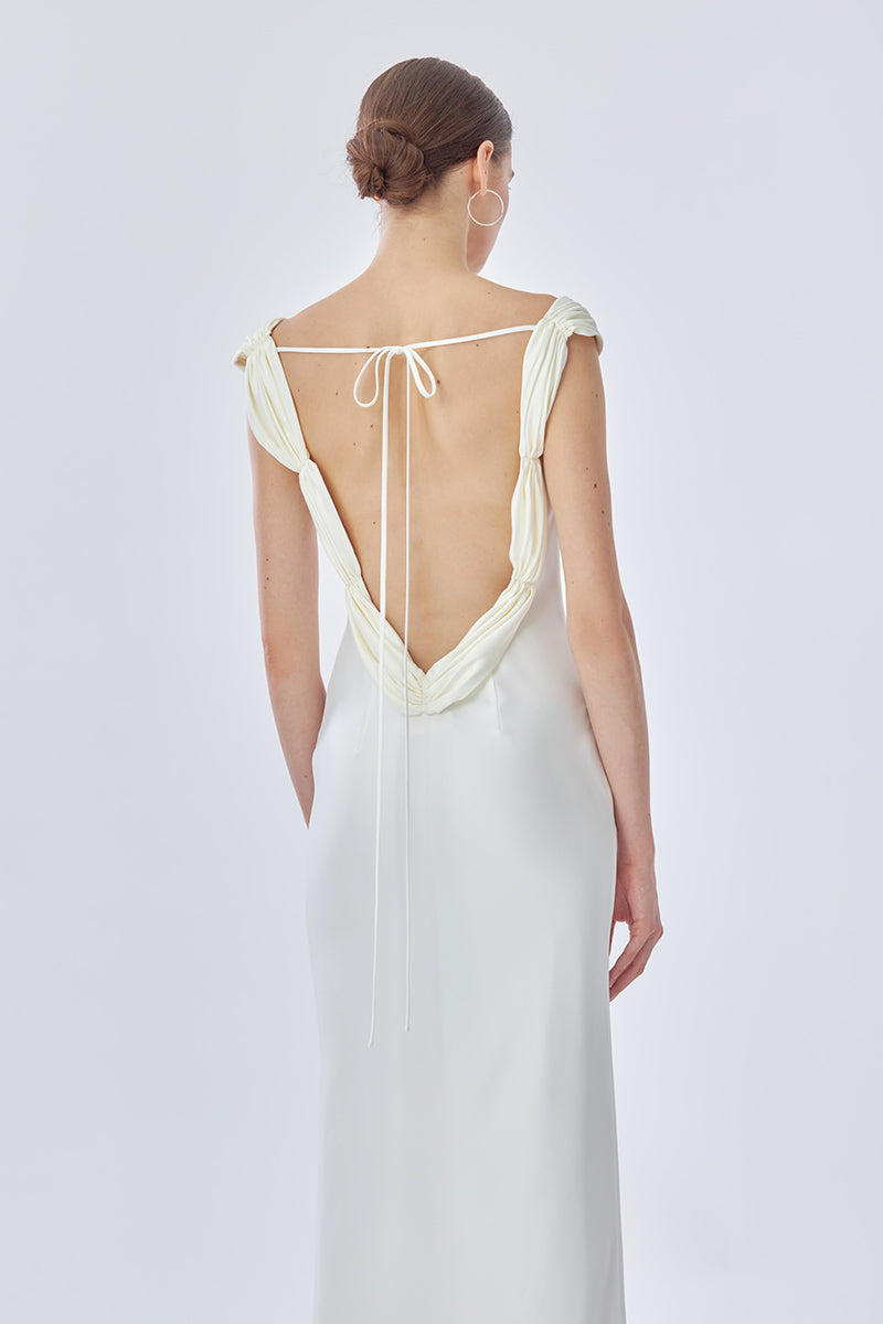 white slip dress maxi LACE SWAN IN | CULT MIA length design with subtle flare at the hem for graceful movement This captivating slip dress combines timeless elegance with contemporary allure Stolen Stores PRINCESS MAXI SLIP