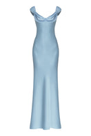 Blue princess maxi dress from Stolen Stores featuring a flowing design and elegant front view.
