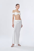 Off-white princess maxi skirt by Stolen Stores, flowing fabric and elegant design perfect for casual or formal wear.