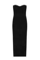 Nana Gotti Delara Maxi Dress in flowing fabric with a stylish silhouette, displayed on a hanger against a plain background.