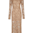 Nana Gotti LIA midi dress with flowing fabric and elegant design, shown on a model against a neutral background.