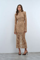 Nana Gotti LIA Midi Dress, lightweight fabric, elegant design, shown in a full-length view on a model.