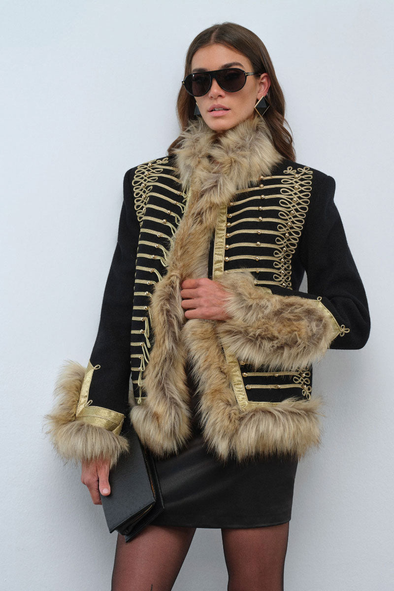 Nana Gotti Calla Blazer in stylish tailored jacket with lapels, front buttons, and fitted silhouette on white background.