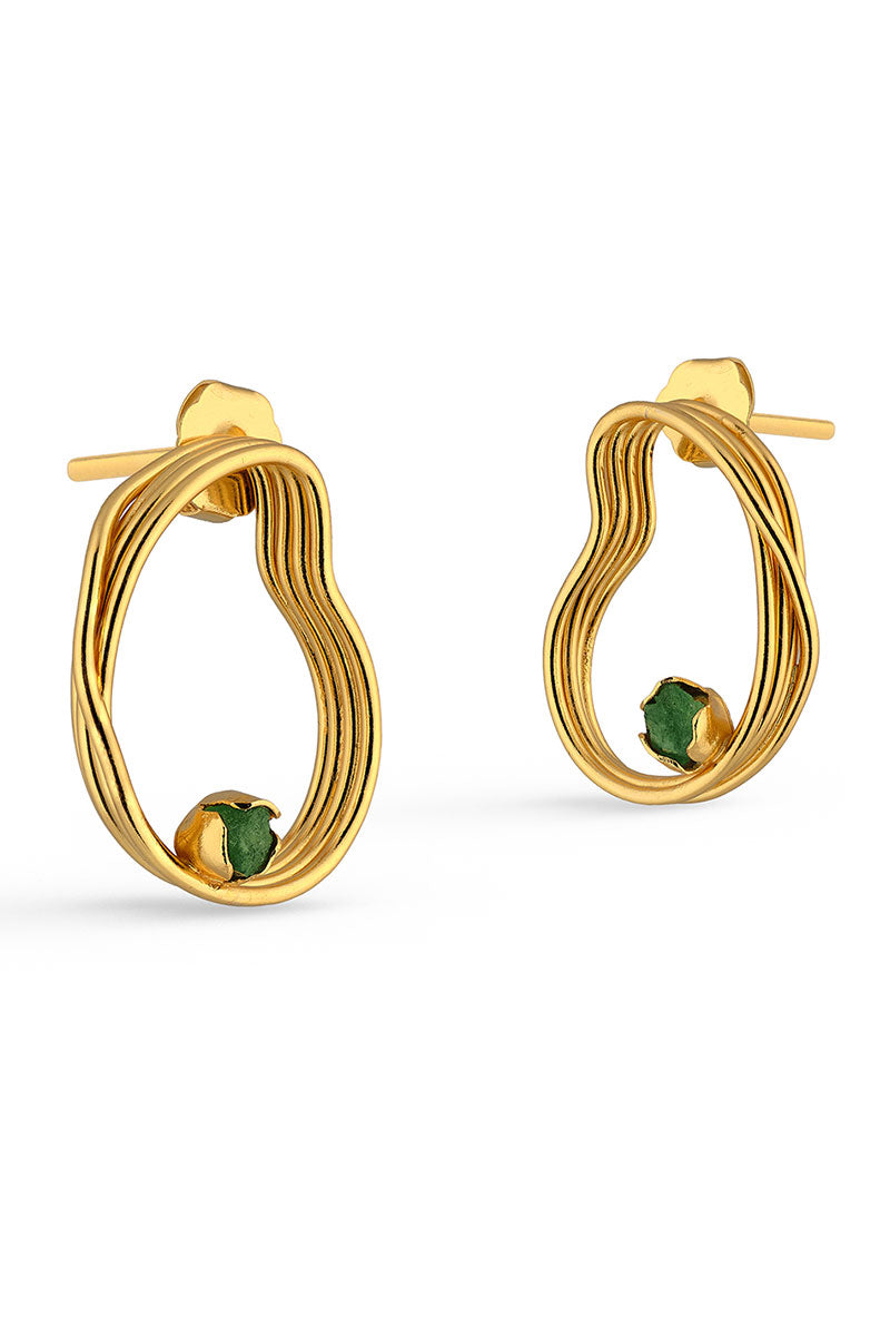 PROVIDENCIA MID EMERALD EARRINGS IN GOLD - CULT MIA
