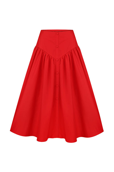 Circle Skirt Red Wool Knee Length Skirts RED PUFFY SKIRT CULT MIA