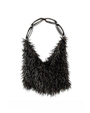 Millanne Tale punk silver top handle bag with sleek design, shown against a white background.