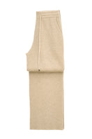 Manito Purity women's straight-leg knit pants in beige, visible on model, showcasing casual and comfortable fit.
