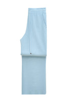 Blue MANITO Purity women's straight leg knit pants displayed on a model against a neutral background.