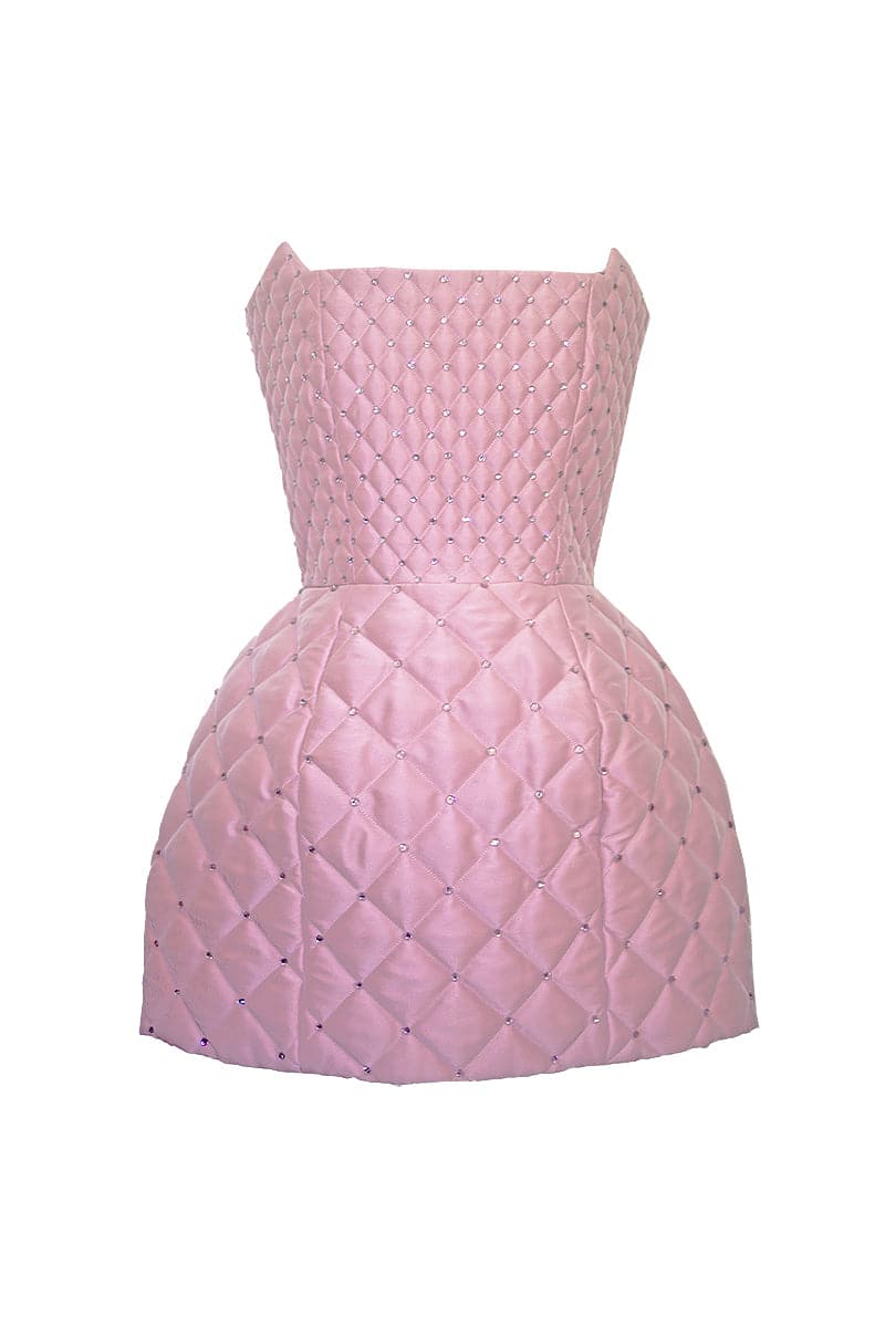 CULT MIA X COMPTE SPAIN QUILTED MINI DRESS IN PINK - CULT MIA