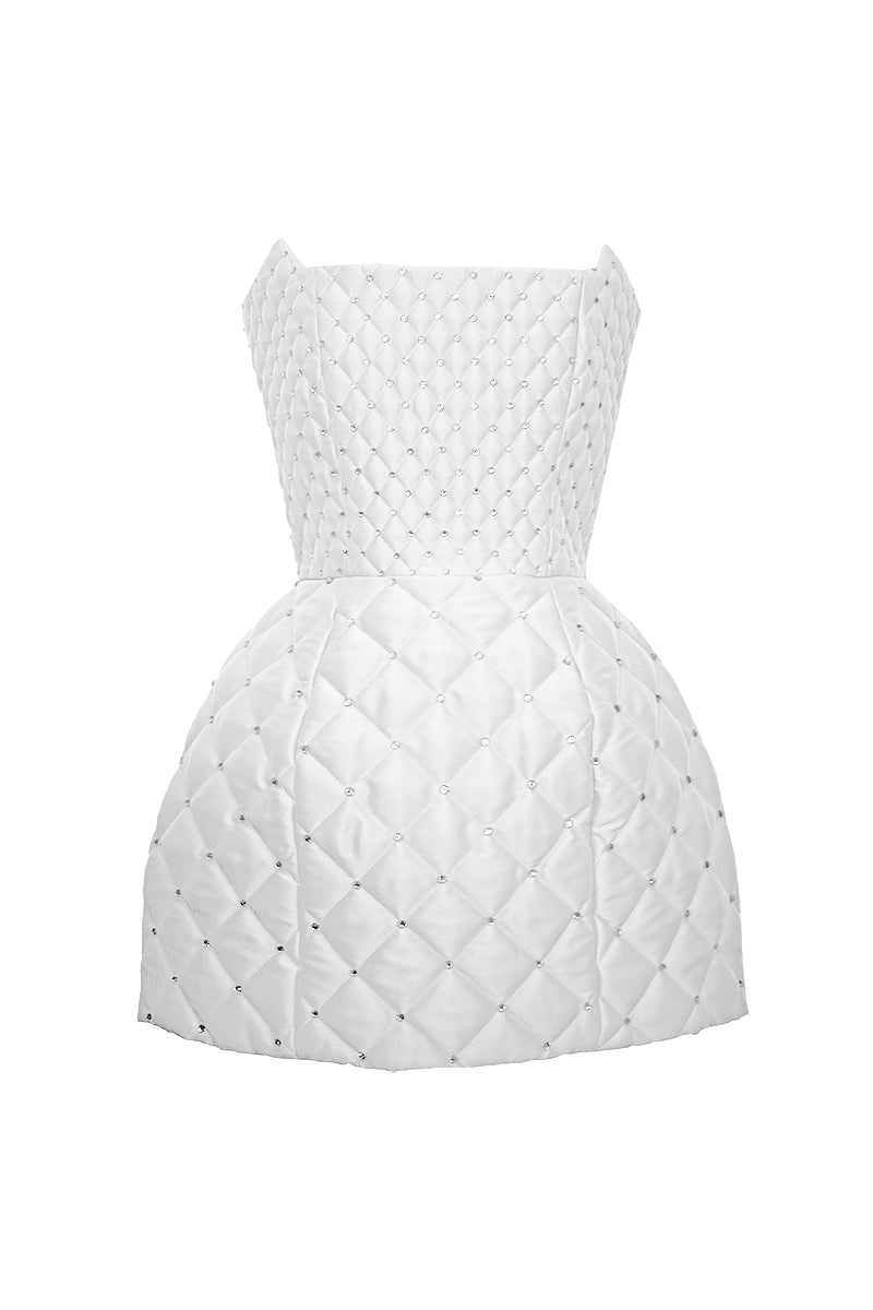 QUILTED MINI DRESS IN WHITE - CULT MIA