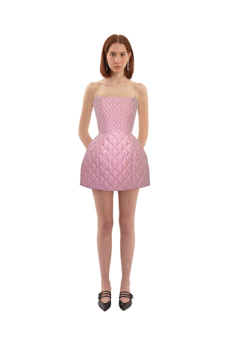 CULT MIA X COMPTE SPAIN QUILTED MINI DRESS IN PINK - CULT MIA