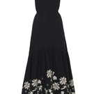 Rebecca Taylor Quinn Applique Dress in black, a stylish maxi dress with intricate applique details, perfect for elegant occasions.