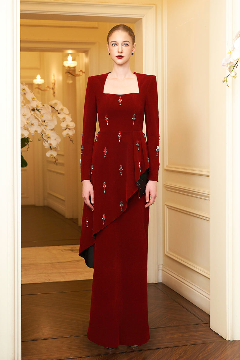 queen anne cut dress K208051 Queen Anne Neckline Stretch Crepe with Stretch Lining MOB Dress