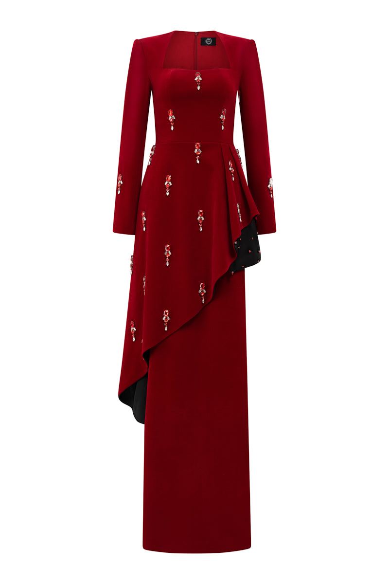 QUEEN ANNE RUBY COLUMN GOWN - CULT MIA