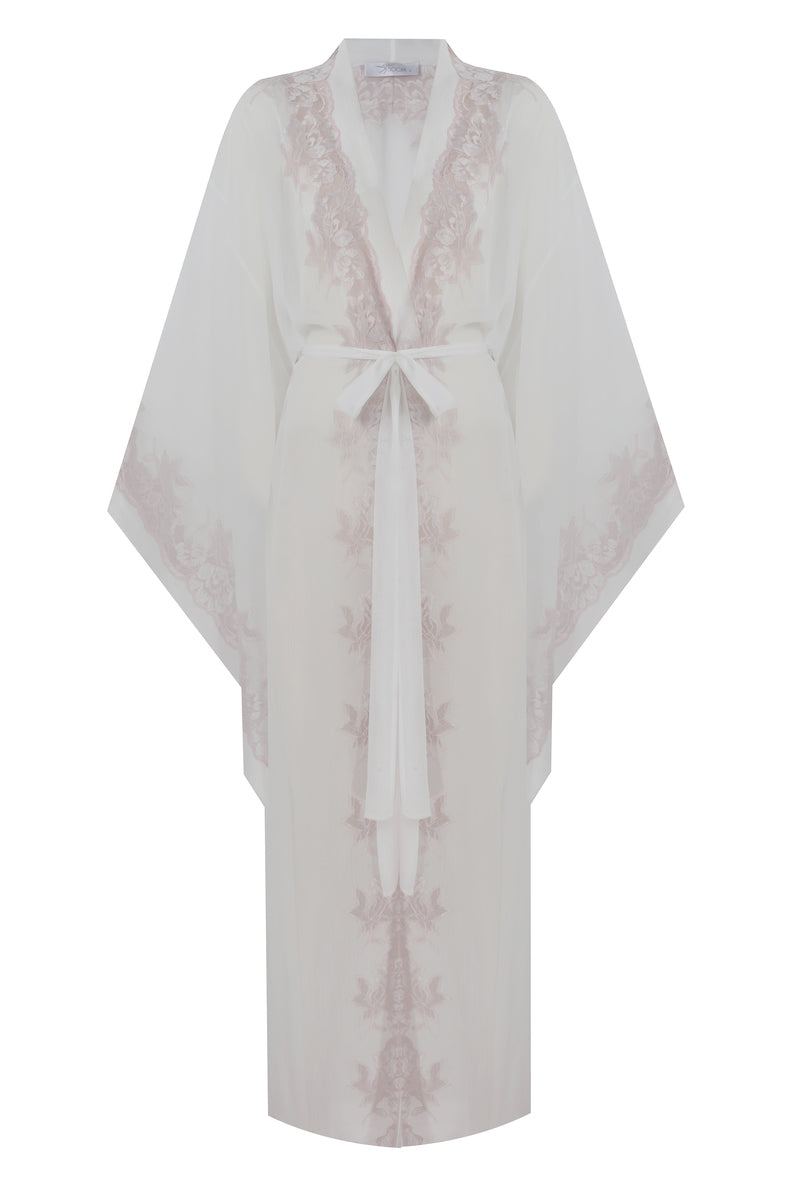 SOFIA SILKY CHIFFON OFF WHITE ROBE - CULT MIA